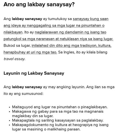 Lakbay Sanaysay Kahulugan, Layunin At Halimbawa.